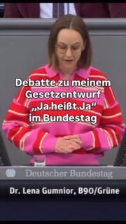 Nur Ja heißt Ja, das sollten alle Menschen verstehen können. Die Begründung von Dr.Lena Gumnior ist einfach und stichhaltig.
Dr.Lena Gumnior ist unsere Bundestagsabgeordnete von #osterholz und #verden.
Folgt diesem Kanal für ihre Aktivitäten.
#grüne #gumnior #frauenrechte