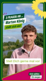 3 Fragen. Drei Antworten. Ein Kandidat. 🌻
Lerne heute Marten König kennen!
Er kandidiert für den Kreistag im Wahlbereich Ritterhude & Schwanewede sowie für den Gemeinderat Ritterhude.
Was ihn antreibt und welche Ideen er für unsere Region mitbringt, erfährst du im Video. 👇
💬 Welche der drei Antworten gefällt Dir am besten?
#Grüne #Ritterhude #Schwanewede #Kreistag #Gemeinderat